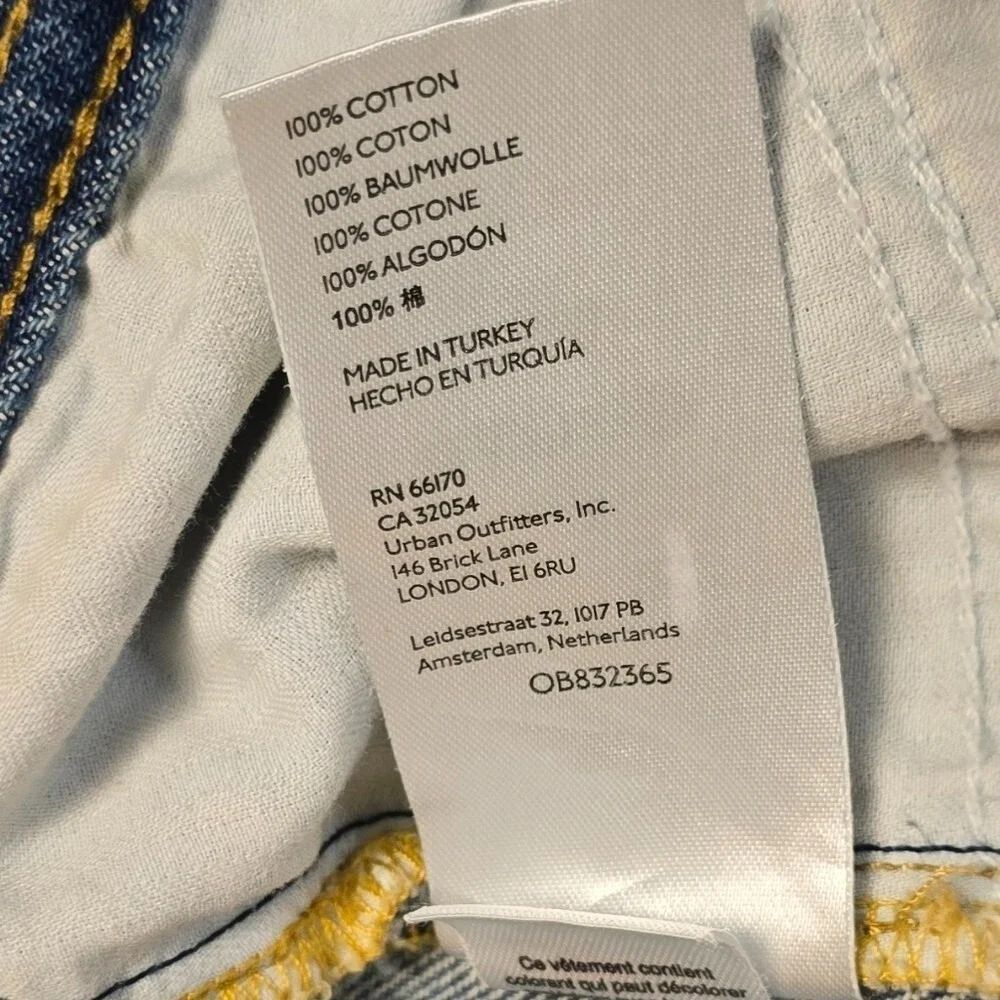 We The Free Free People Distressed Straight Leg Jeans Blue 27 Knee Ripped Frayed
